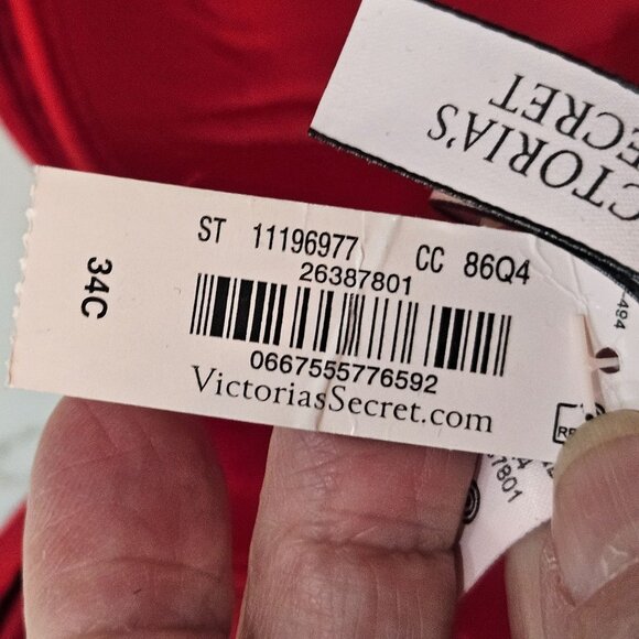 Victorias Secret Red Cupped Bow Bra Top 34C Corset Bustier Rhinestone NEW! - Picture 8 of 10